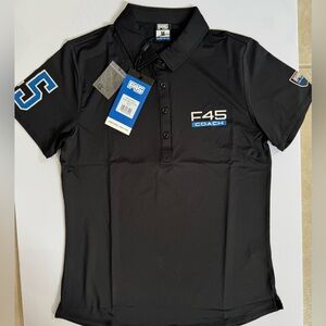 NWT F45 Black Coach Quick Dry Polo Uniform Shirt Woman Size Medium